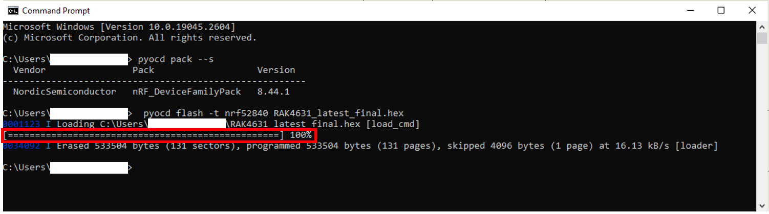 Firmware upload success