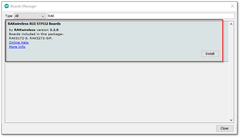 Installing RAKwireless RUI STM32 boards