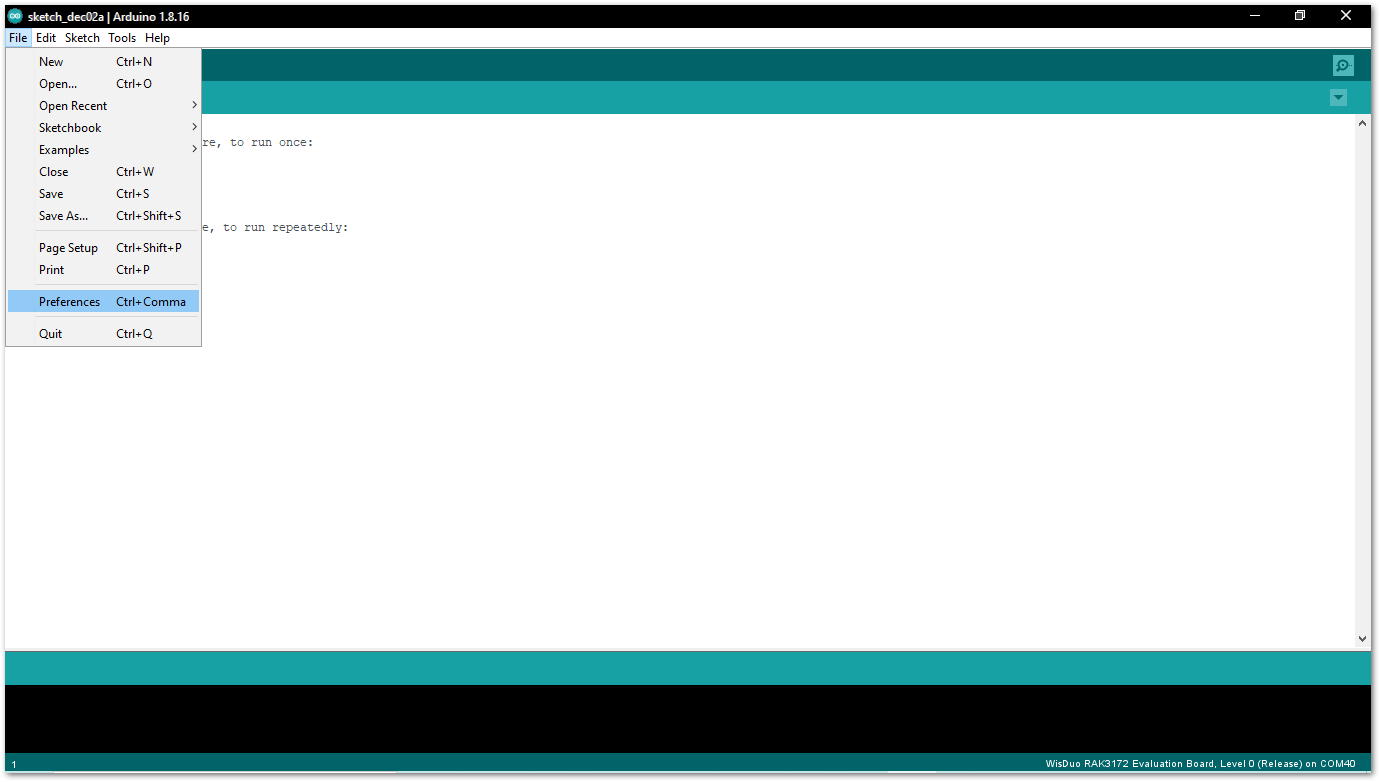 Arduino preferences